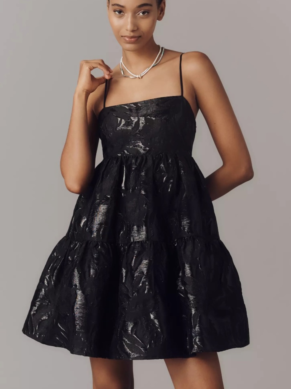 Anthropologie Endless Rose Square-Neck Babydoll Mini Dress